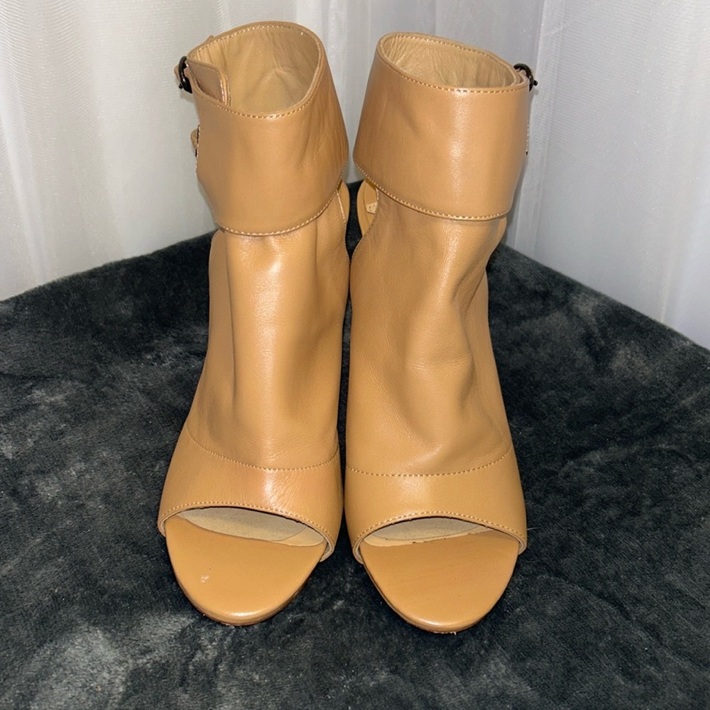 Leon Max Edina Leather Sandal Heels Shoes Size 8M